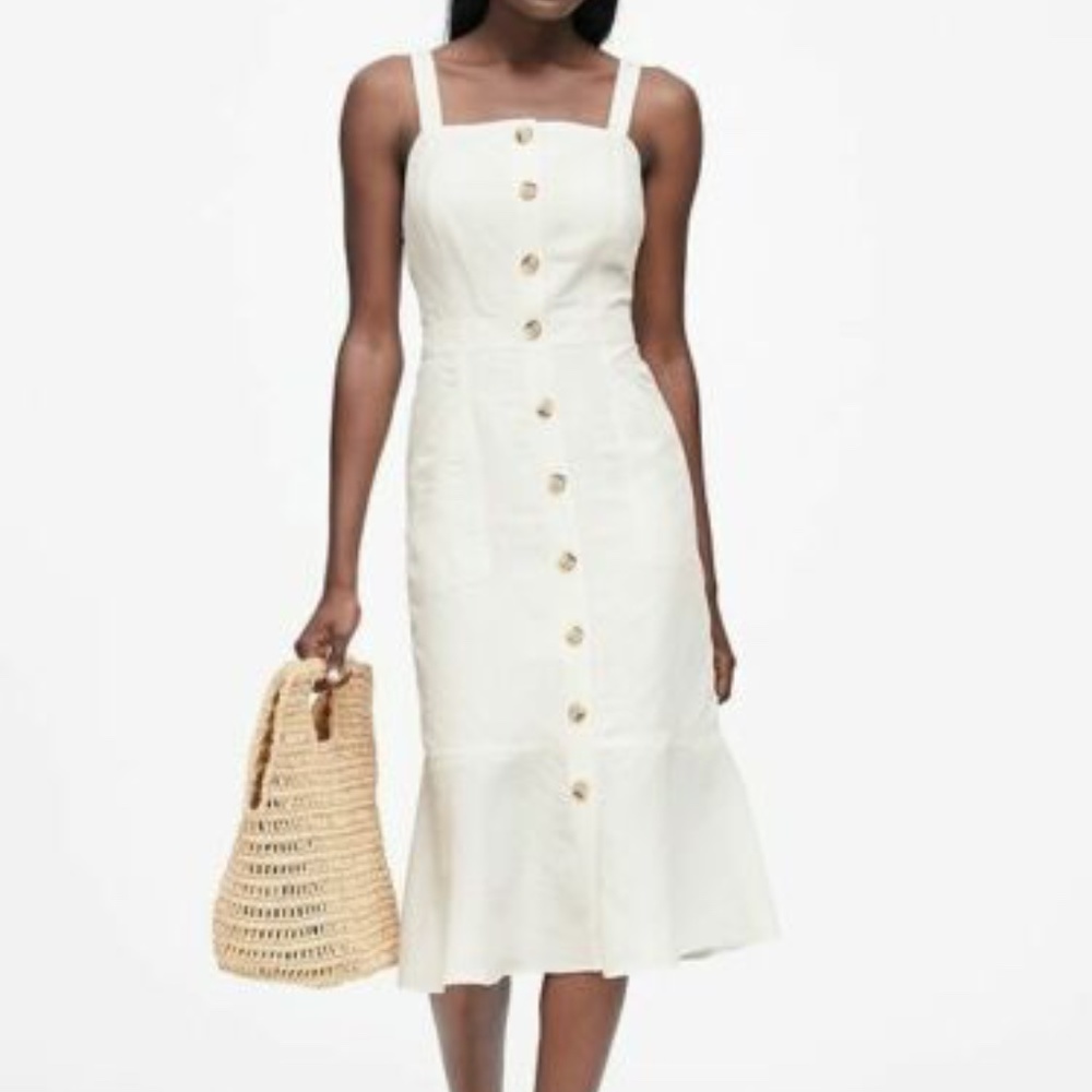 NWT Banana Republic Linen Dress Button Front Dress